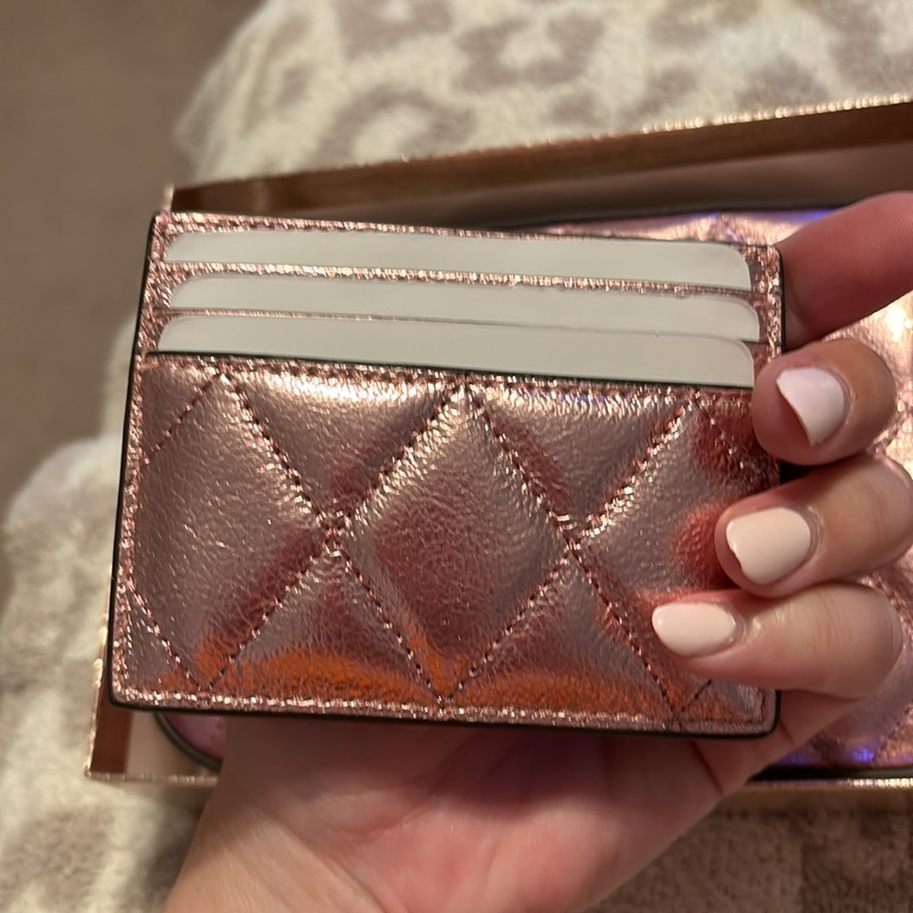 Kate Spade Rose Gold quilted crossbody and matching card case - Picture 6 of 9